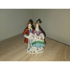 Vintage Occupied Japan Porcelain Courting Couple Figurine Colonial Style Red